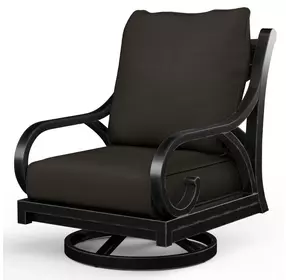 Monterey Spectrum Carbon Upholstered Outdoor Swivel Rocker Club Chair with Self Welt