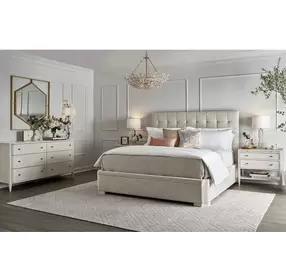 Harmony Pewter and Alabaster Queen Upholstered Uptown Panel Bed