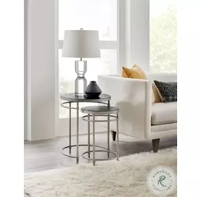 Bellmont Black And Brushed Pewter Metal Nest of Tables