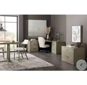 Blue Ridge Soft Smoked Gray Corner Desk with Two File Cabinet