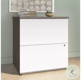 Universel Silver Maple And Pure White 28" Standard 2 Drawer Lateral File Cabinet