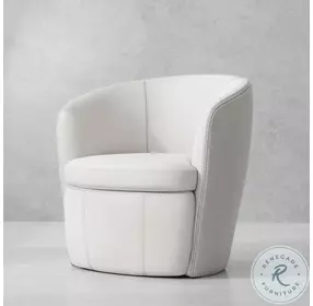 Barolo Snow Italian Leather Swivel Club Chair