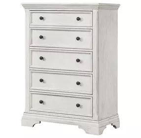Olivia Brushed White 5 Drawer Chest