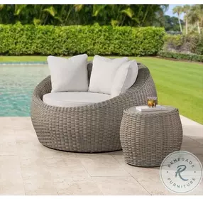 Camal White Cream Outdoor Club Chair With End Table