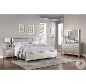Omni Champagne And Cool Gray Upholstered King Panel Bed