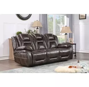 Oportuna Coffee Drop Down Table Power Reclining 89" Sofa with Power Headrest And Footrest