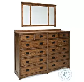 Oak Park Mission 12 Drawer 64" Dresser