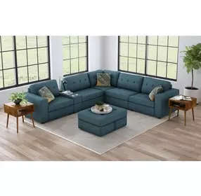 Harleigh Teal Upholstered Square Storage Ottoman