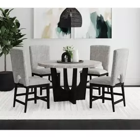 Salem Gray and Black 52" Round Marble Top Counter Height Table