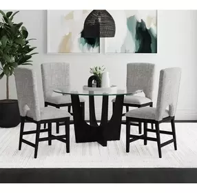 Salem Black 52" Round Glass Top Counter Height Table