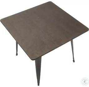 Oregon Antique Metal And Espresso Bamboo Square Dining Table