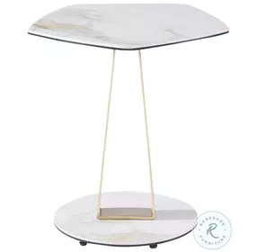 Orleans White Ceramic And Gold End Table