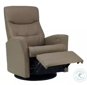Oslo Stone Leather Swivel Glider Small Power Recliner