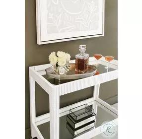 Otis White Washed Oak Fluted Bar Cart