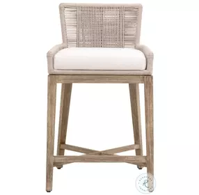 Overlay LiveSmart Peyton Pearl and Oyster Twist Rope Performance Fabric Counter Height Stool
