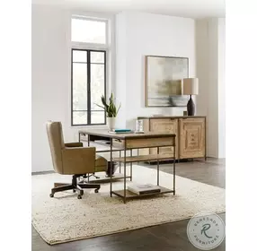 Bellmont Light Natural And Antique Bronze Metal Writing Desk