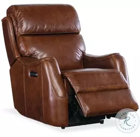 Harlan Brown Leather Zero Gravity Power Recliner With Power Headrest
