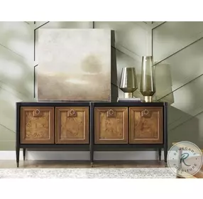 P301794 Black and Mapa Burl 4 Door Console Table