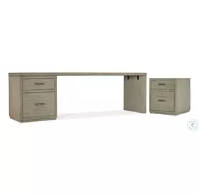 Blue Ridge Soft Smoked Gray 96" Desk with One File Cabinet