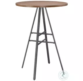 P1-101 Slate Grey And Golden Oak Round Pub Set with Slat Back Bar Stool