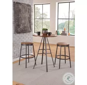 Stockton Slate Gray And Golden Oak Backless 30" Swivel Bar Stool