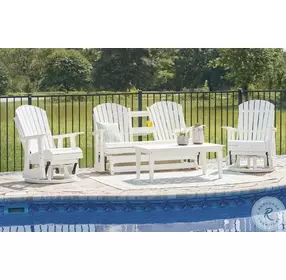 Hyland Wave White Outdoor Glider Loveseat