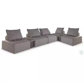 Bree Zee Brown Outdoor 7 Piece Performance Fabric Modular Sectional with End Tables