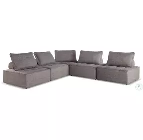 Bree Zee Brown Outdoor 5 Piece Performance Fabric Modular Sectional
