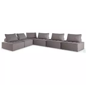 Bree Zee Brown Outdoor 6 Piece Performance Fabric Modular Sectional