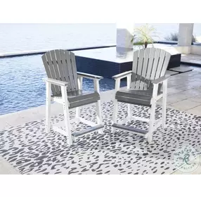 Transville Gray And White Outdoor Counter Height Stool Set of 2