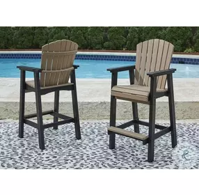 Fairen Trail Black and Driftwood Outdoor Tall Bar Stool Set of 2