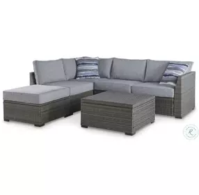 Petal Road Gray 4 Piece Performance Fabric Outdoor Coversation Set