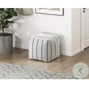 Pewter Black And Off White Pouf