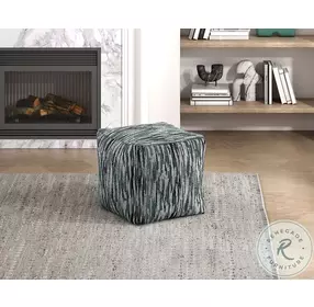 Lundy Black Gray And White Pouf