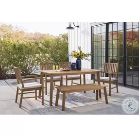 Janiyah Light Brown Outdoor Dining Bench