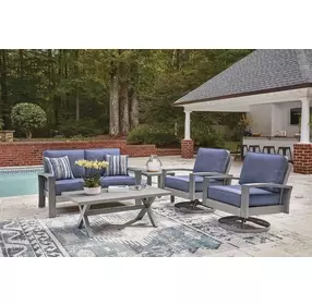 Dillon Beach Blue Performance Fabric 59" Outdoor Loveseat with Cushion