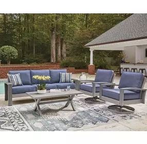 Dillon Beach Blue Performance Fabric 85" Outdoor Sofa with Cushion