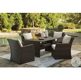 Easy Isle Dark Brown And Beige Outdoor Rectangular Dining Table