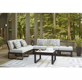 Beachloft Gray Performance Fabric Upholstered Outdoor Square Ottoman