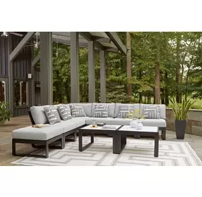 Beachloft Gray Performance Fabric 7 Piece Modular Outdoor Sectional with Pillows