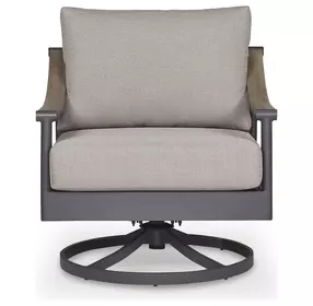 North Island Gray Performance Fabric Outdoor Swivel Rocker Lounge Chair with Cushion