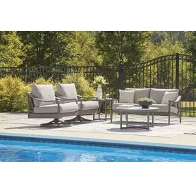 North Island Gray Performance Fabric 60" Outdoor Loveseat with Cushion