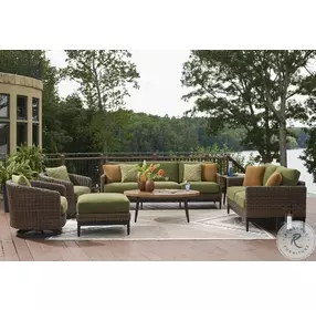 Horizon Hall Green Performance Fabric Outdoor Ottoman