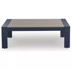 Mabry Shores Navy Blue and Driftwood Rectangular Outdoor Occasional Table Set