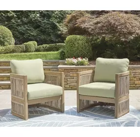 Moondance Green Performance Fabric Upholstered Outdoor Lounge Chair Set of 2