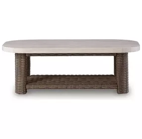 Angel Island Beige and Brown Rectangular Outdoor Occasional Table Set