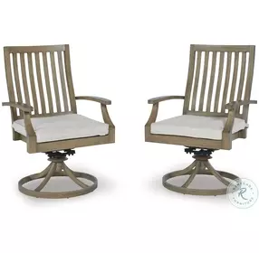 Rainier Ranch Beige Performance Fabric Outdoor Swivel Chair Set of 2