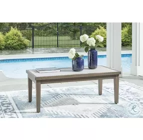 Rainier Ranch Beige And Brown Outdoor Rectangular Cocktail Table