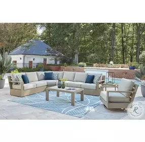 Kimpton Isle Brown And Beige Outdoor Rectangular Cocktail Table