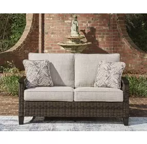 Drakes Beach Beige Performance Fabric 59" Outdoor Loveseat with Cushion